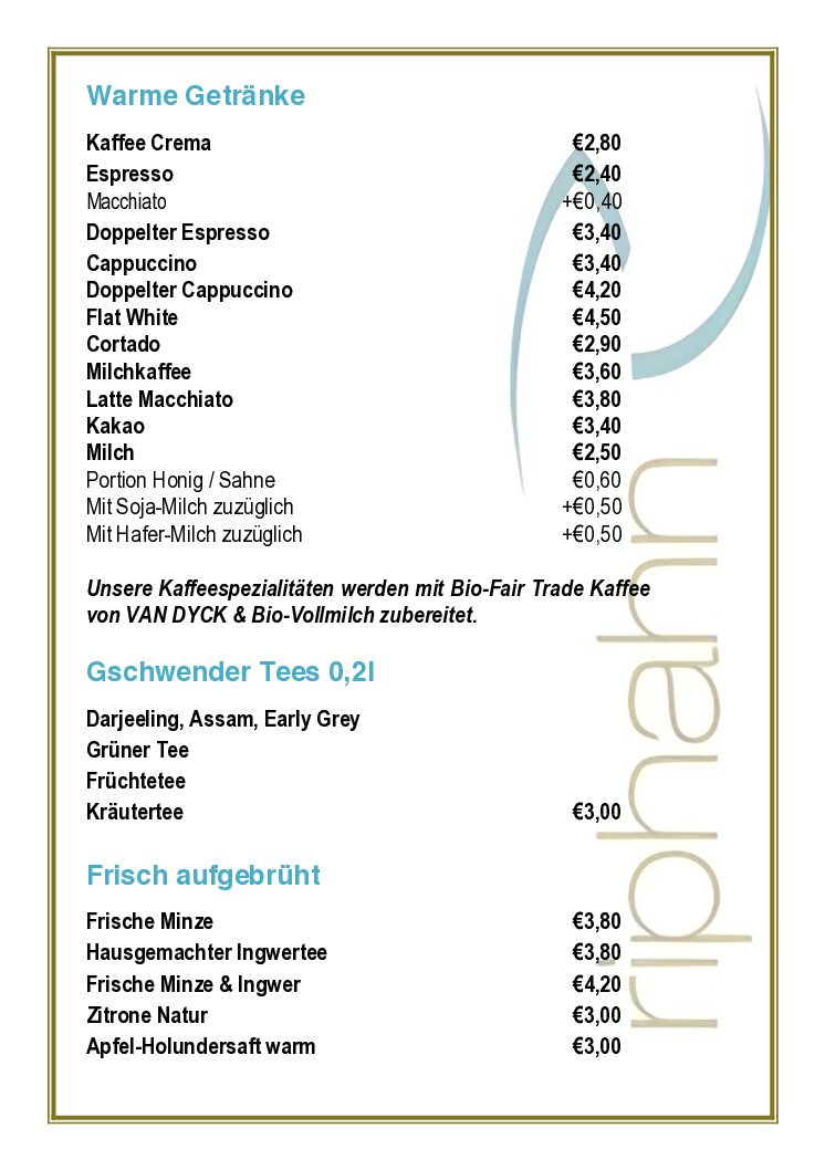 Unsere Speisekarten Riphahn Caf Restaurant